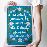 Live Slowly: Embroidered Banner