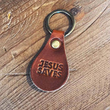 Jesus Saves USA Made Leather Keychain