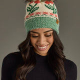 Ivory Cherry Pattern Pom Hat