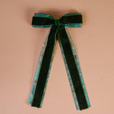 Velvet Luxe Layered Hair Bow-Green