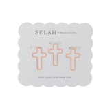 Rose Gold Cross Paper Clips - Set of 3