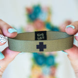 Olive with Black Cross Stretchy Bracelet