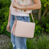 Bible Cover, Weave Bible Case, Crossbody BLUSH