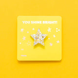 Pin w/ Affirmation Gift Card - Star -Pearl + Gold Confetti