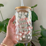 Give Me Jesus Christian Glass Cup with Bamboo Lid & Straw