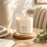 Rest | Lavender Dreams | 9oz Clear Jar Soy Candle