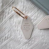 Keep Seeking - Embossed Leather Keychain