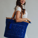 Electric Blue Diamond Pattern Tote