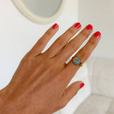 Sky Blue Enamel Cross Ring