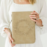 Bible Cover, Vegan Leather, Wreath Bible Case, Holy Bible