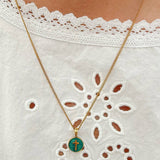 Emerald Agape Cross Pendant Necklace