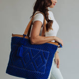 Electric Blue Diamond Pattern Tote