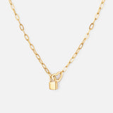 Heart Lock Paperclip Chain Necklace